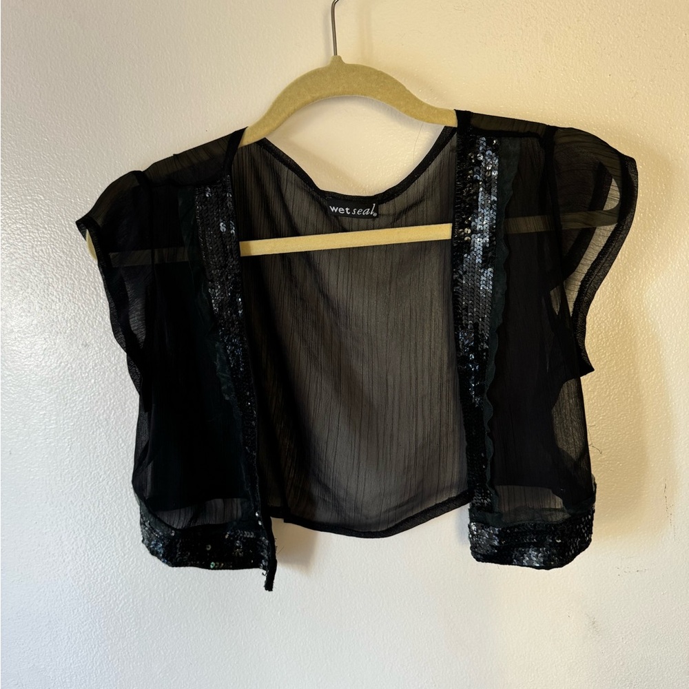 black mesh sequin Wet Seal top